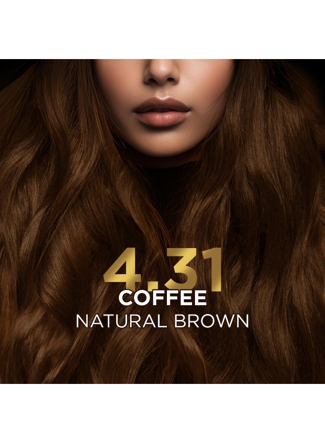 BBLUNT Salon Secret High Shine Conditioning Hair Colour With MaliPeptide BondTech  to reduce breakage | Coffee Natural Brown 4.31 | No Ammonia 100%, Grey Coverage | Long Lasting Colour | Salon at home 130g - Image 3